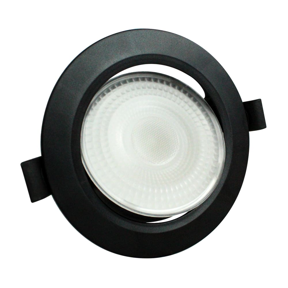 Spot LED Embutir 7W 3000K Redondo Preto Bivolt Foxlux