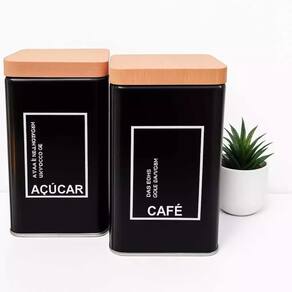 Kit Porta Mantimentos Café e Açucar Pote Organidor Cozinha