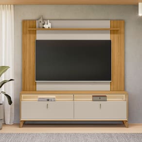 Estante Home para TV até 55 Polegadas com LED Extensivel 2 Portas com Pés de Madeira Dubai 18 Tulum Linea Brasil