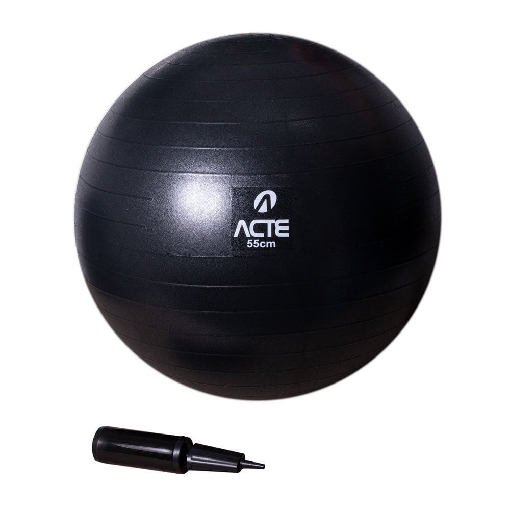 Bola Suíça Para Pilates Com Bomba de Ar Preta T9-55P - Acte Sports