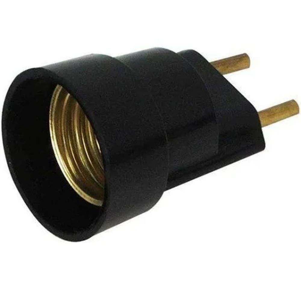 Bocal Adaptador E27 C/Plug Macho Preto Foxlux
