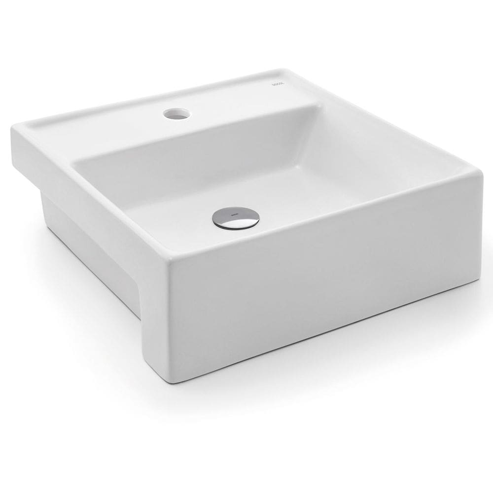 Cuba de Apoio Quadrada Semi Encaixe para Banheiro Lavatório 410x410x145 Branco Esmaltado Docol