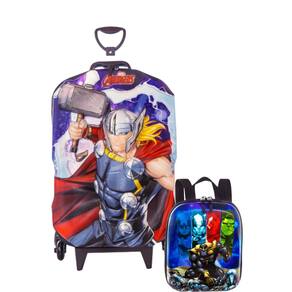 Mochila Rodinha Tripla Lancheira Thor Avengers 3D Maxtoy