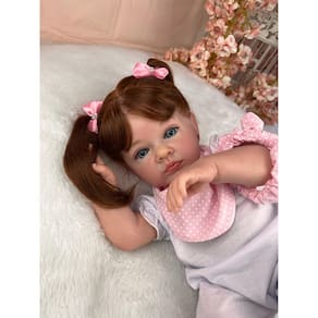 Bebê Reborn Menina Linda Ruiva Corpo de Pano Macio Enxoval
