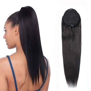 Extensão de cabelo com rabo de cavalo Annora Afro Straight Human Hair 16"
