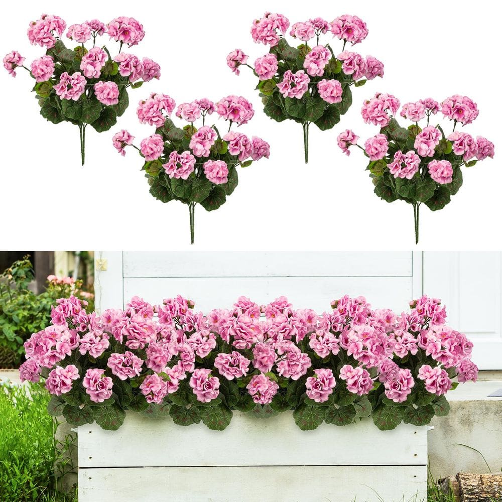 Buquê de gerânios artificiais Uqueeten Home Decor 8 peças (rosa)