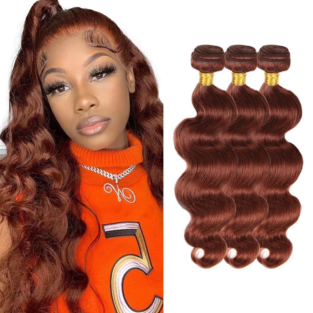 Pacotes de cabelo LadrxADR Reddish Brown Body Wave 20 22 24