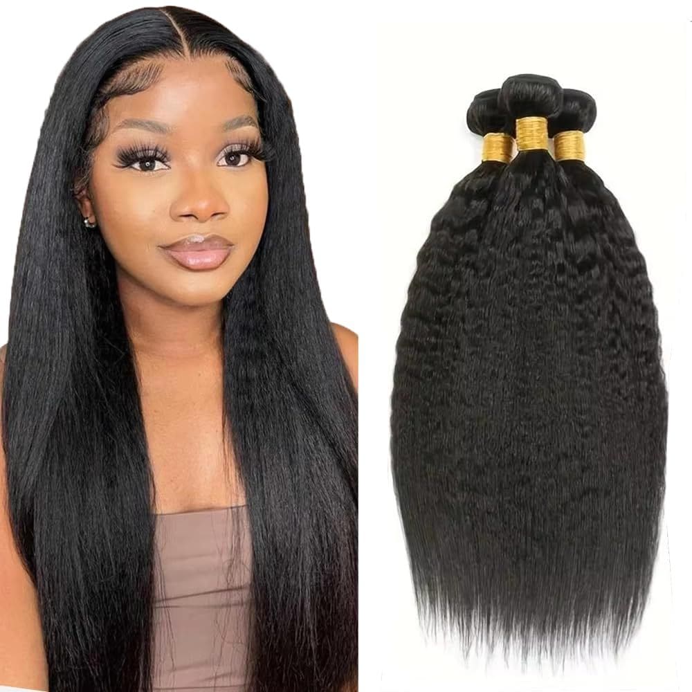 Pacotes de cabelo LadrxADR Natural Black Kinky Straight 45-55cm
