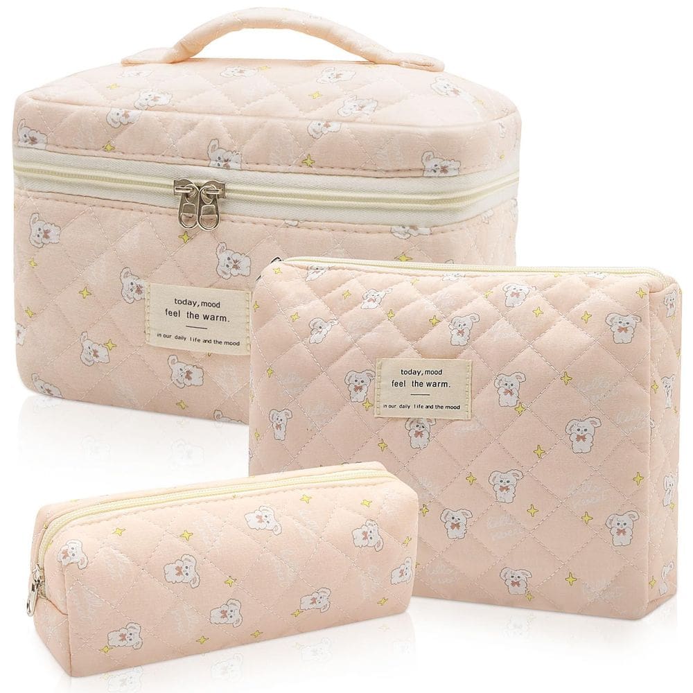 Conjunto de bolsas de maquiagem, bolsa de cosméticos florais acolchoada Gosect, 3 unidades