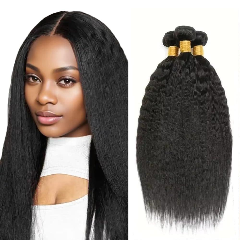 Pacotes de cabelo Ladrxadr Yaki Straight Human Hair 40 45 50cm