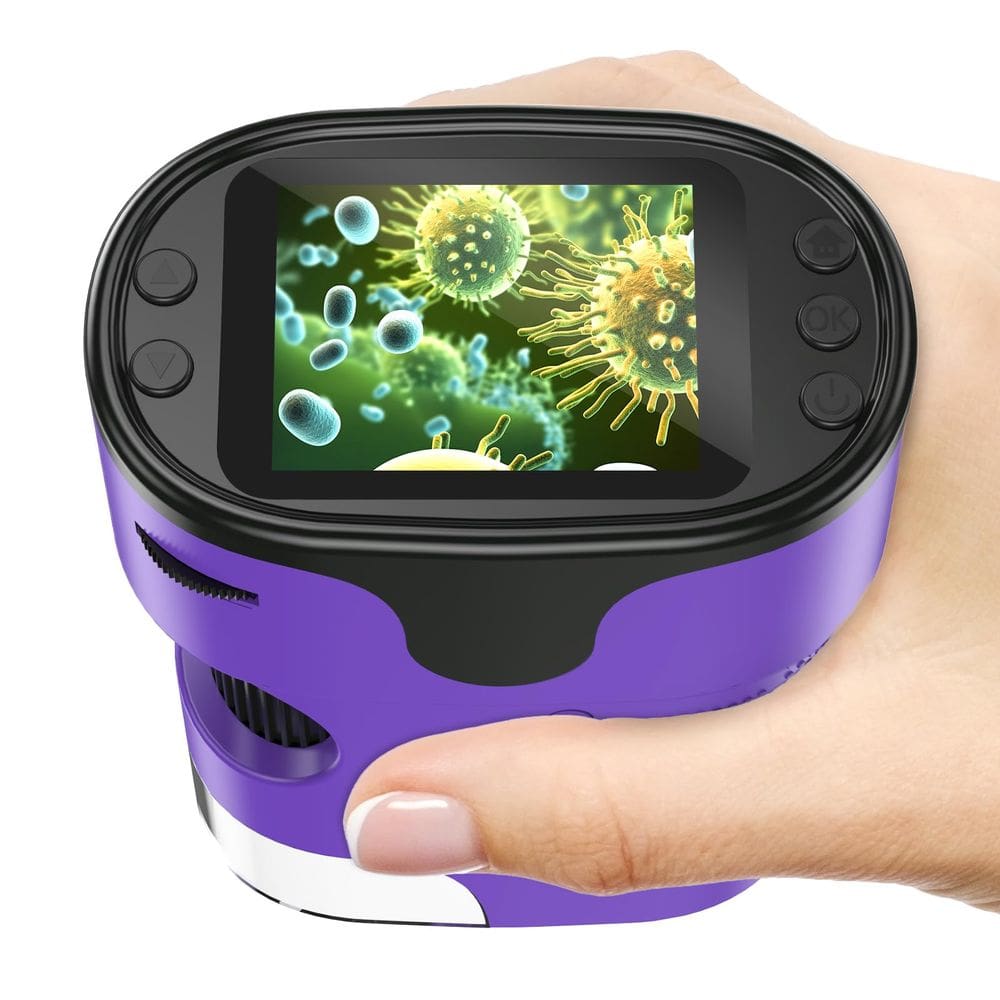 Microscópio portátil BEBANG 1000X 4K 2,0" com tela roxa para crianças