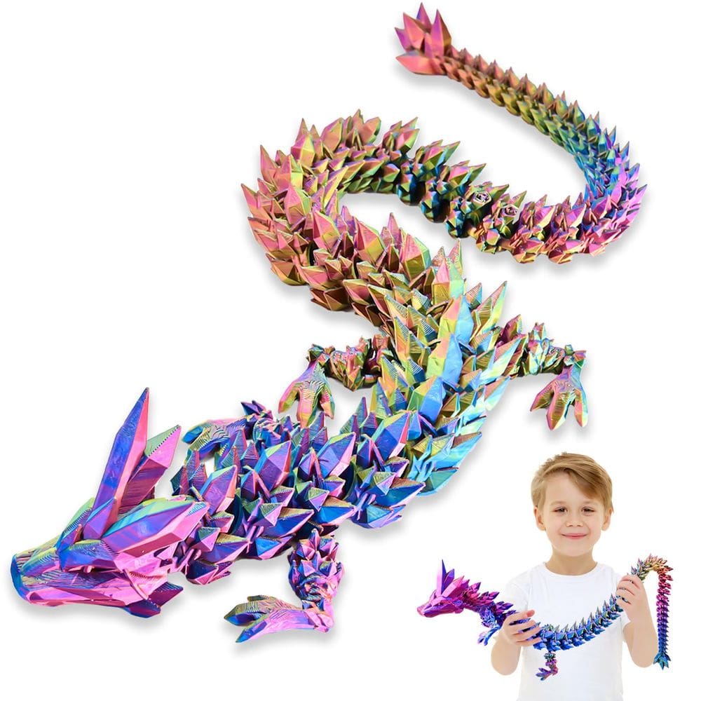 Cristal articulado Dragon LOCYFENS grande de 76 cm impresso em 3D