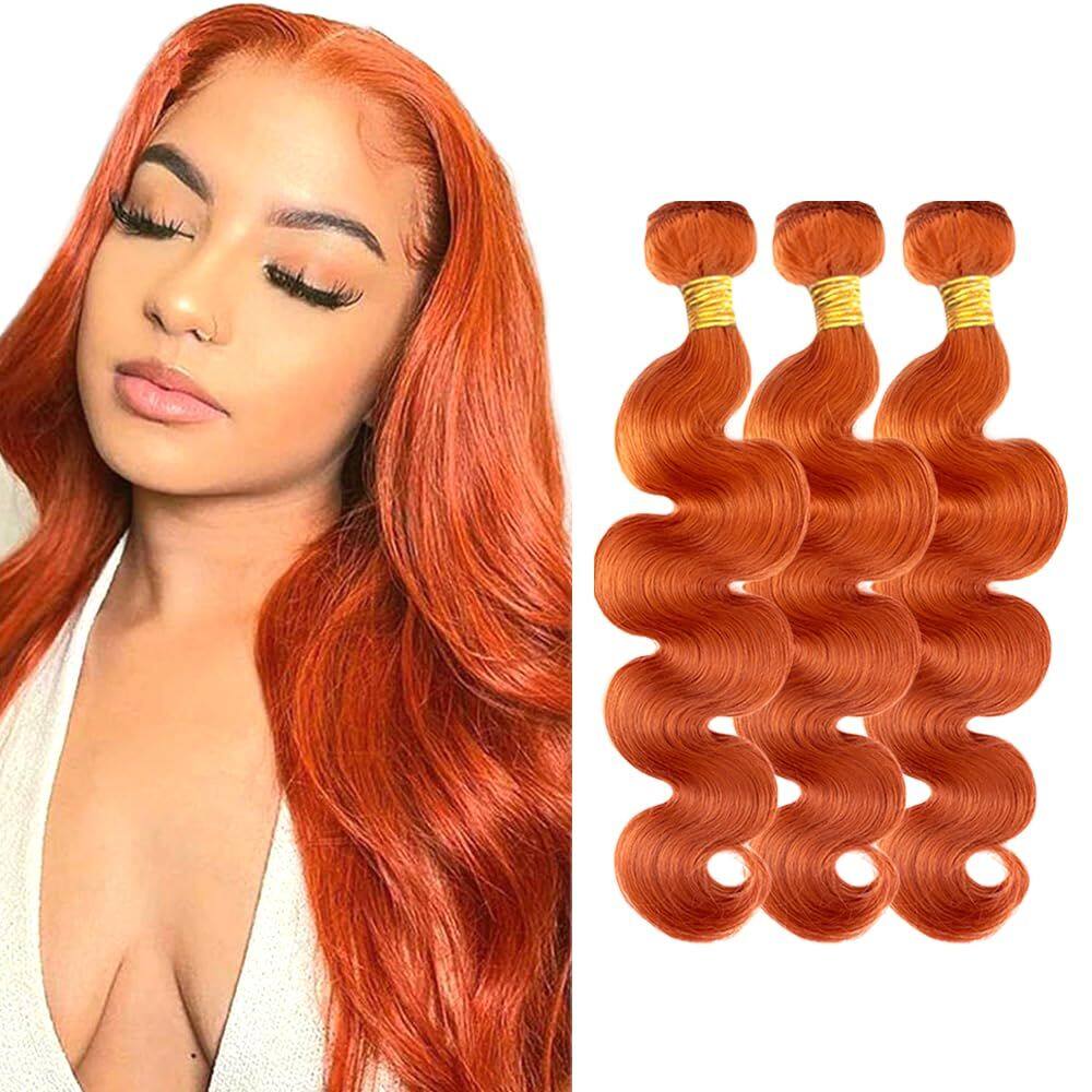 Pacotes de cabelo LadrxADR 350 Ginger Orange Body Wave 24cm
