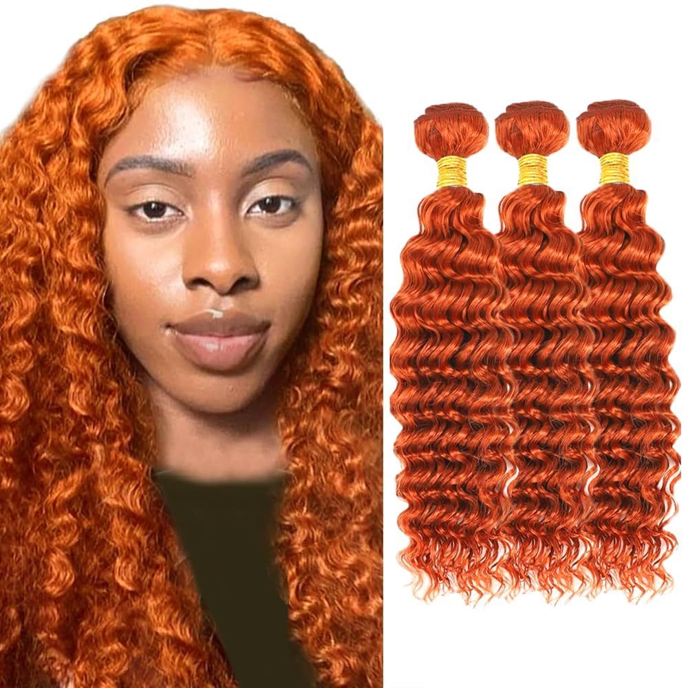 Pacotes de cabelo LadrxADR Ginger Deep Wave 350 22cm 300g x3