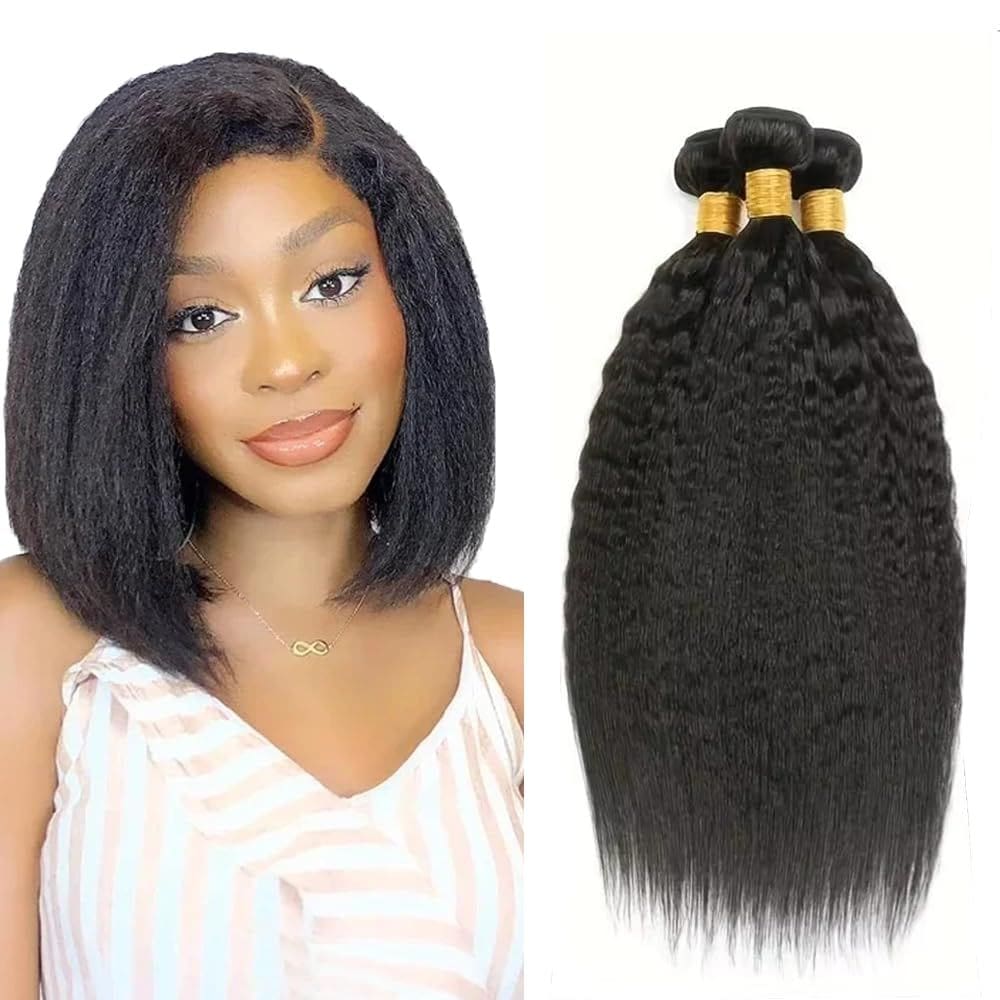Pacotes de cabelo LadrxADR Kinky Straight #1B Natural Black 30-40cm