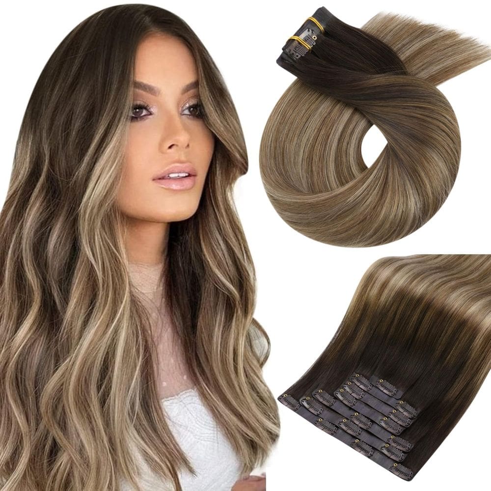 Extensões de cabelo Moresoo Seamless Clip-in Balayage 16 polegadas 120g
