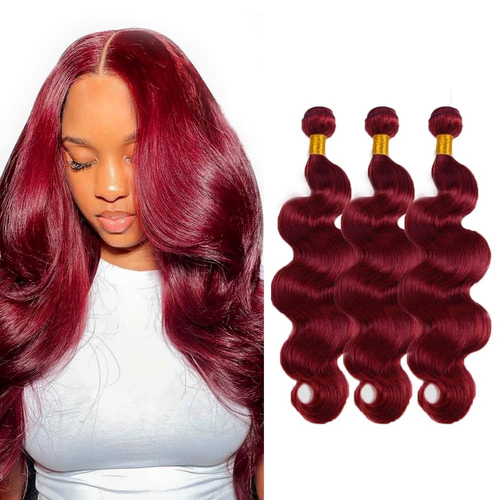 Pacotes de cabelo LadrxADR Burgundy Body Wave 99J 30cm 3x 30cm