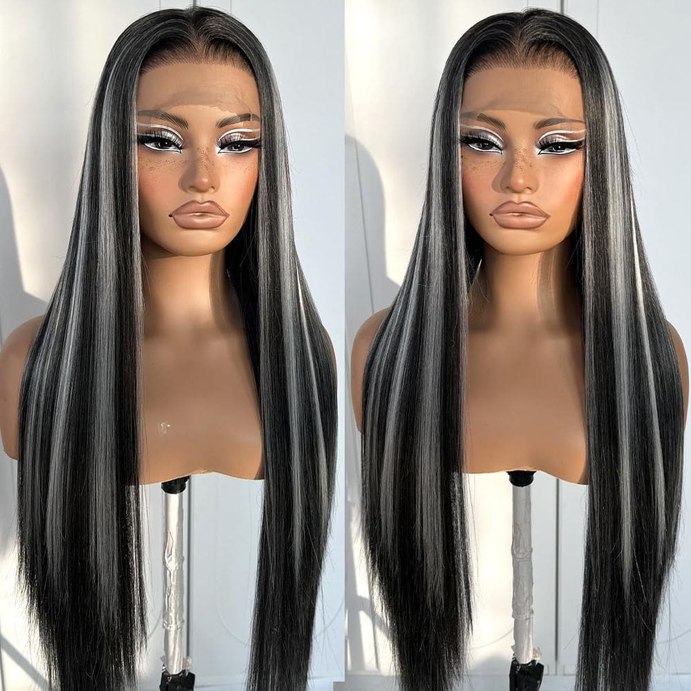 Peruca MITIMES Highlights Straight Straight Synthetic 80cm com renda HD