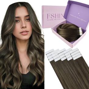 Extensões de cabelo Fshine Tape em cabelo humano 55 cm Brown Balayage