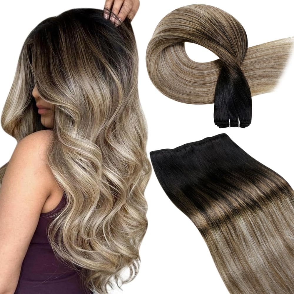 Costure em extensões de cabelo LaAvoo Brown Human Hair 40cm 100g