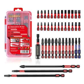 Conjunto de brocas de fenda Geinxurn 42 peças com suporte de brocas de impacto