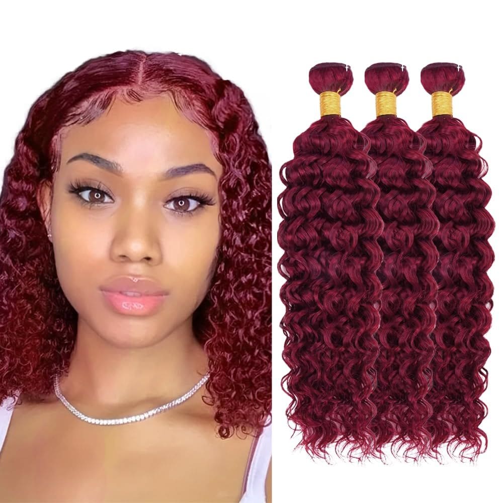 Pacotes de cabelo LadrxADR Burgundy Water Wave 30 35 40cm 99J