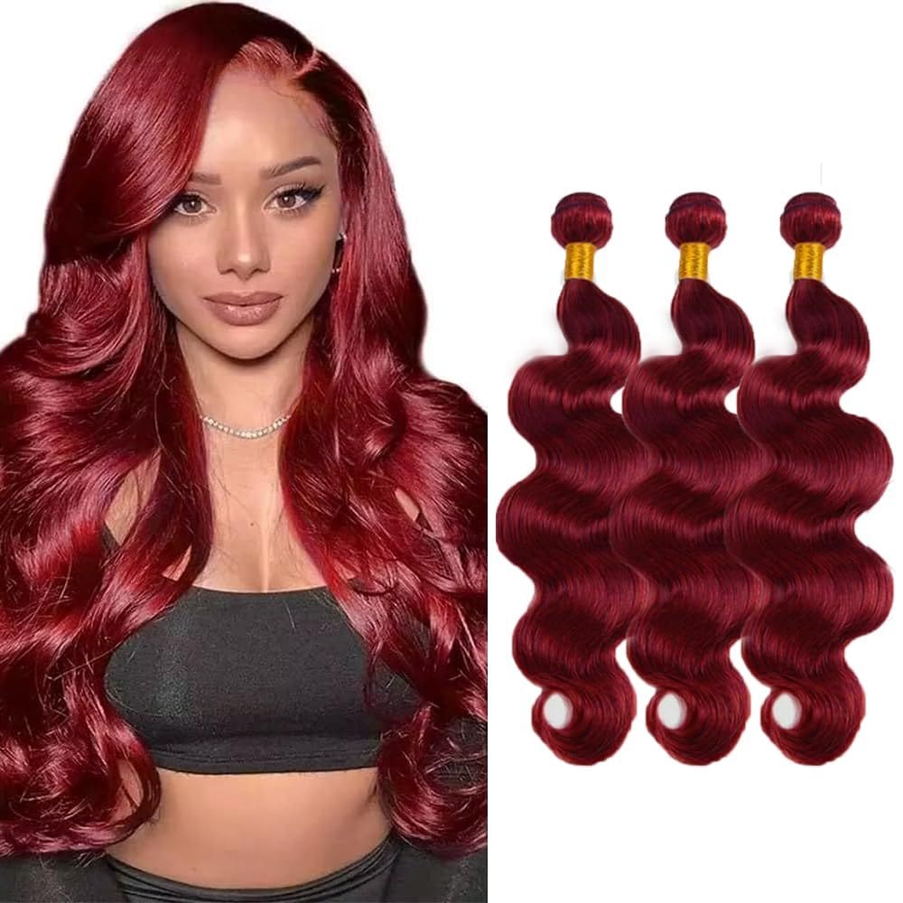 Pacote de cabelo LadrxADR Burgundy Body Wave 99J 300g 3x35cm