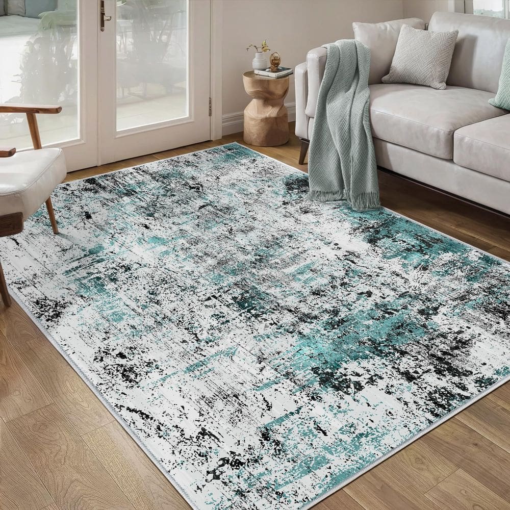 Tapete de área Ciicool Abstract Indoor 90x150cm turquesa