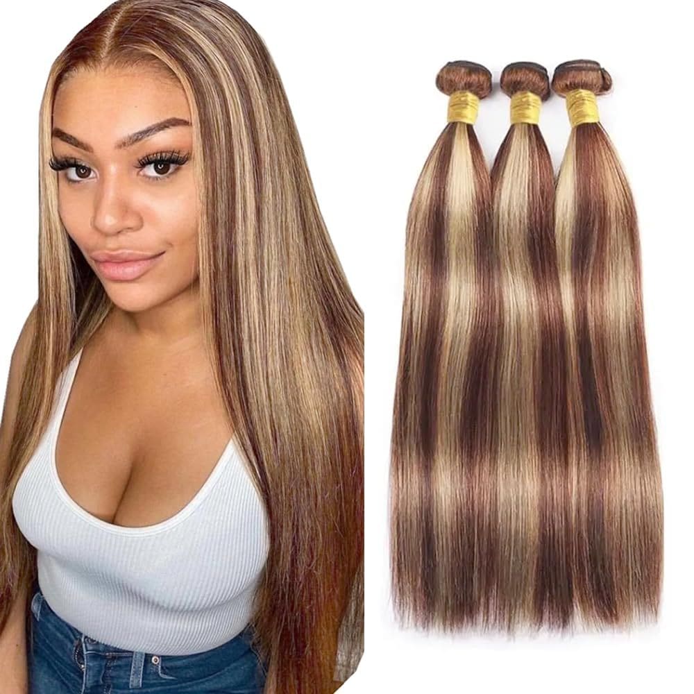 Pacotes de cabelo LadRxADR Reddish Brown 613 Straight Human Hair