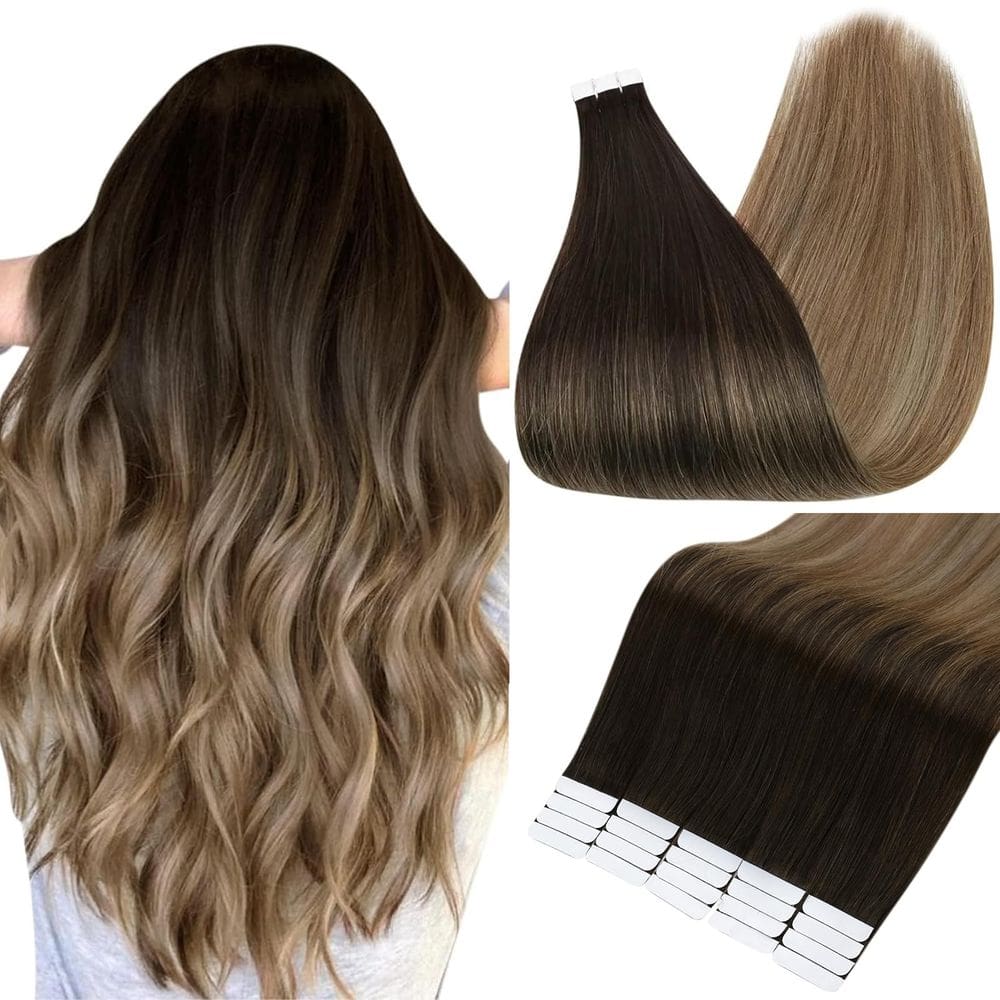 Fita adesiva Full Shine para extensões de cabelo em 40 cm, cor 2 a 6/18