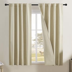 Cortinas DUALIFE 100% Blackout 34x54cm, textura de linho, 2 painéis