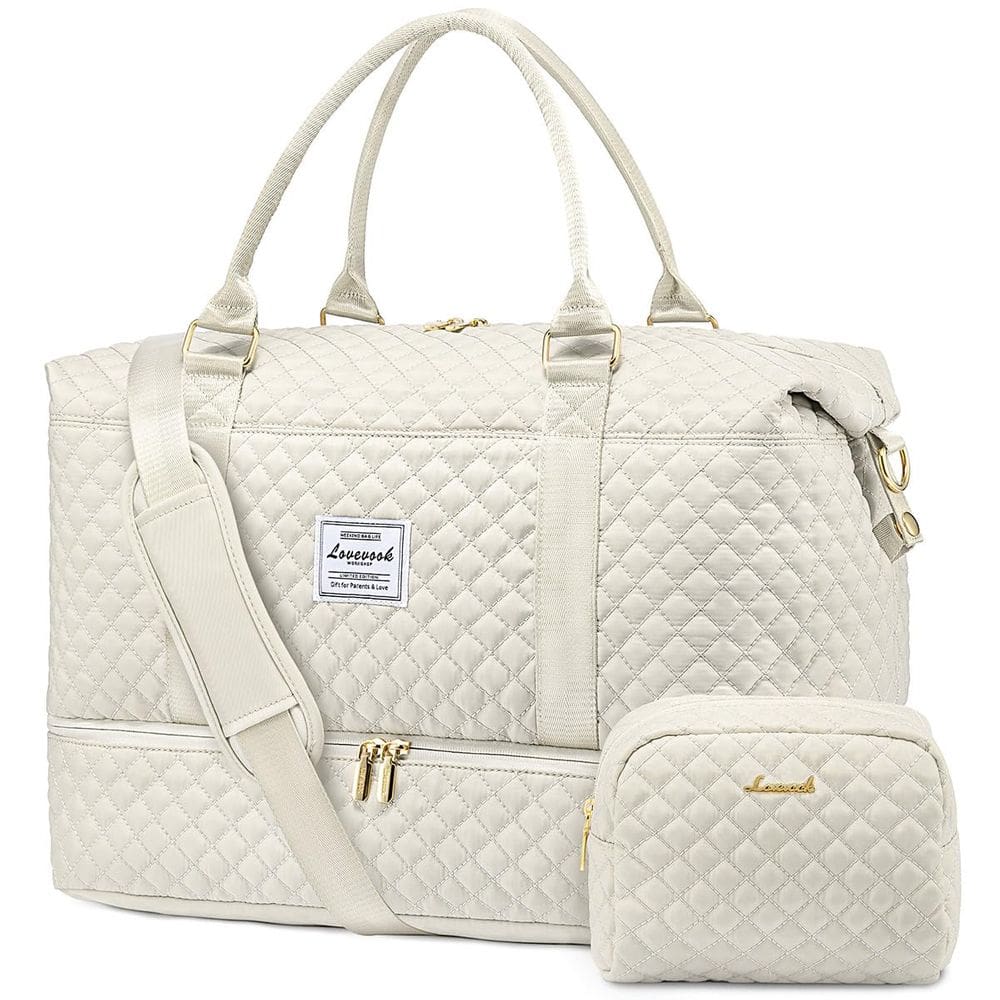 Mochila de viagem LOVEVOOK para mulheres com compartimento para sapatos bege