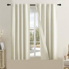 Cortinas DUALIFE Beige Blackout Linen 86x137cm, conjunto de 2 painéis