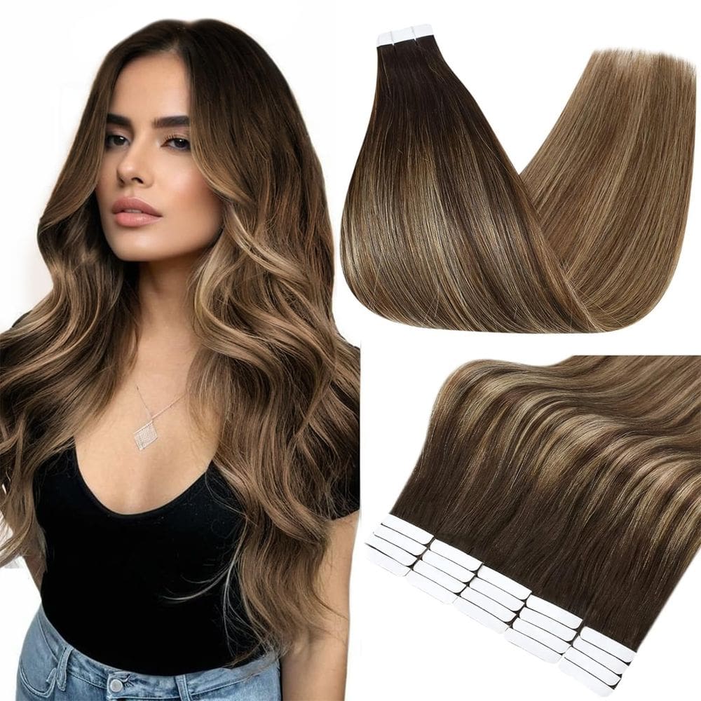 Fita adesiva Full Shine para extensões de cabelo em 40 cm, cor 2/3/27, 20 unidades