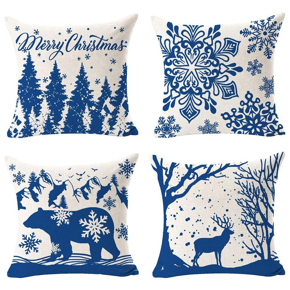 Capa de almofada Andreannie Merry Christmas 45x45cm azul