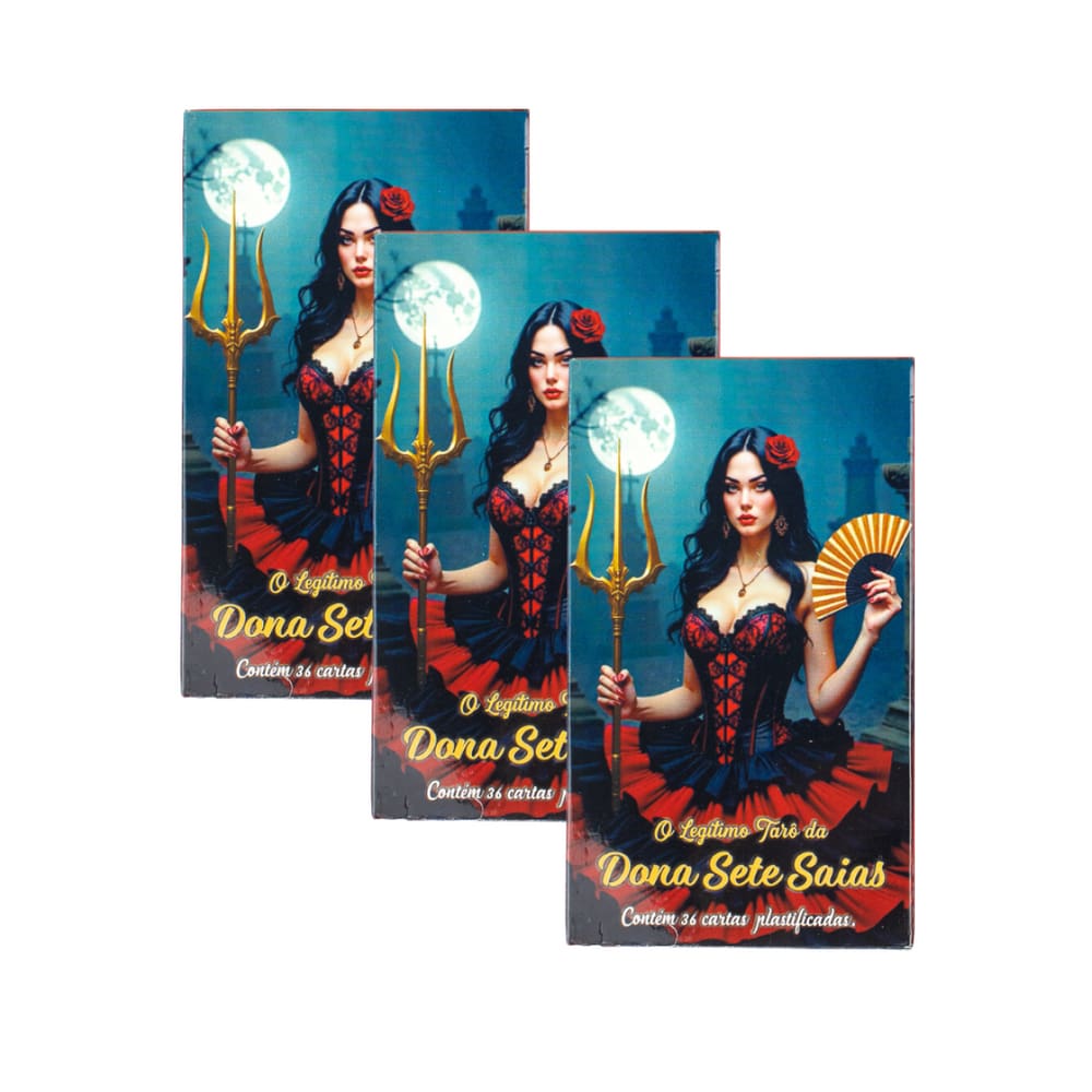 Kit c/ 3 O autêntico Tarô Dona Sete Saias 36 Cartas Plas+Man