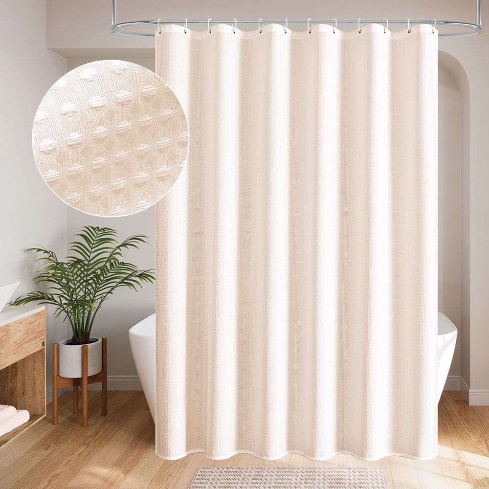 Cortina de chuveiro MitoVilla Extra Long 180x210cm Waffle Pink
