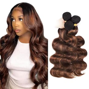 Pacotes de cabelo LadrxADR Ombre Brown Highlight Body Wave 20-24 polegadas