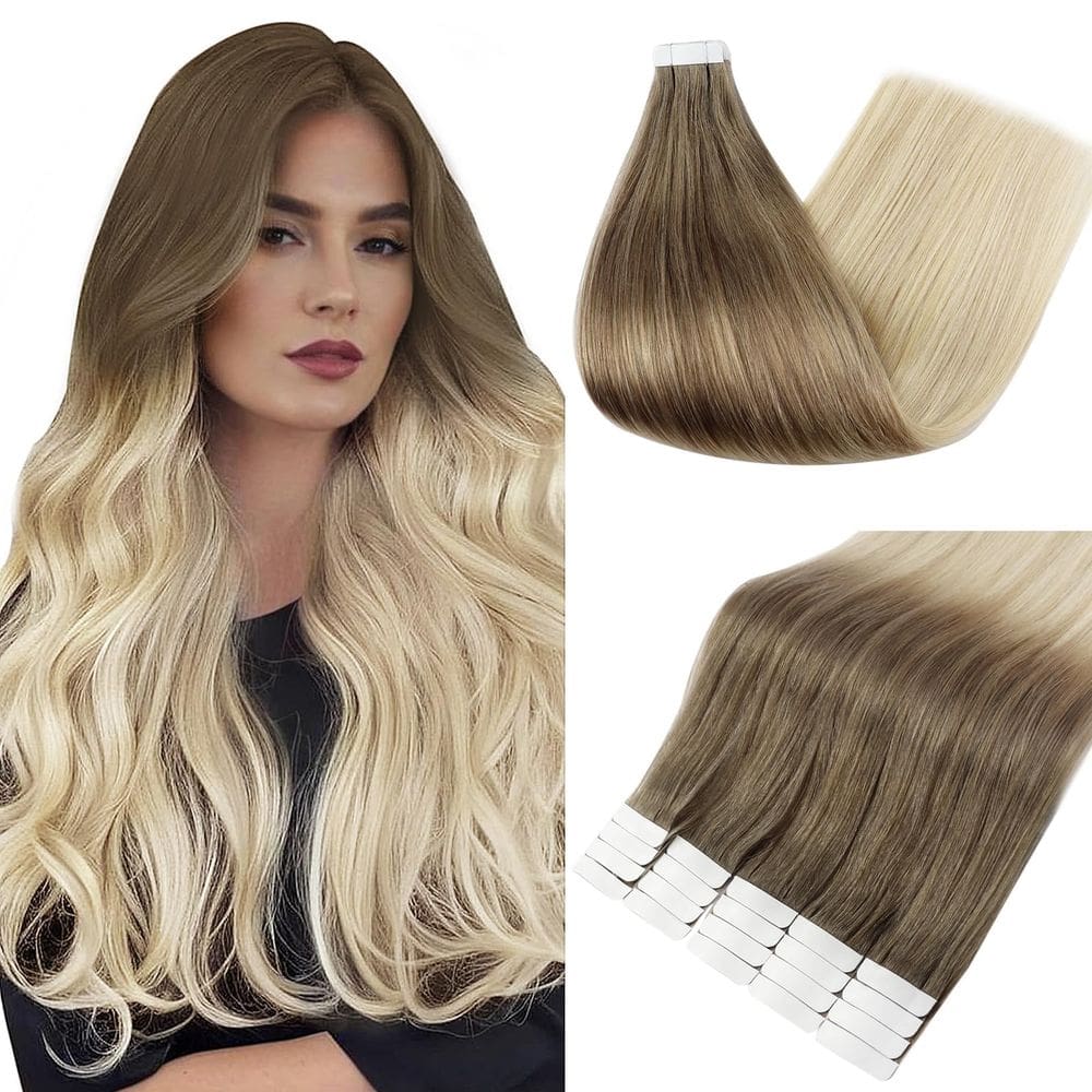 Fita adesiva Full Shine para extensões de cabelo em 35 cm e 50 g, cor 8/60/18
