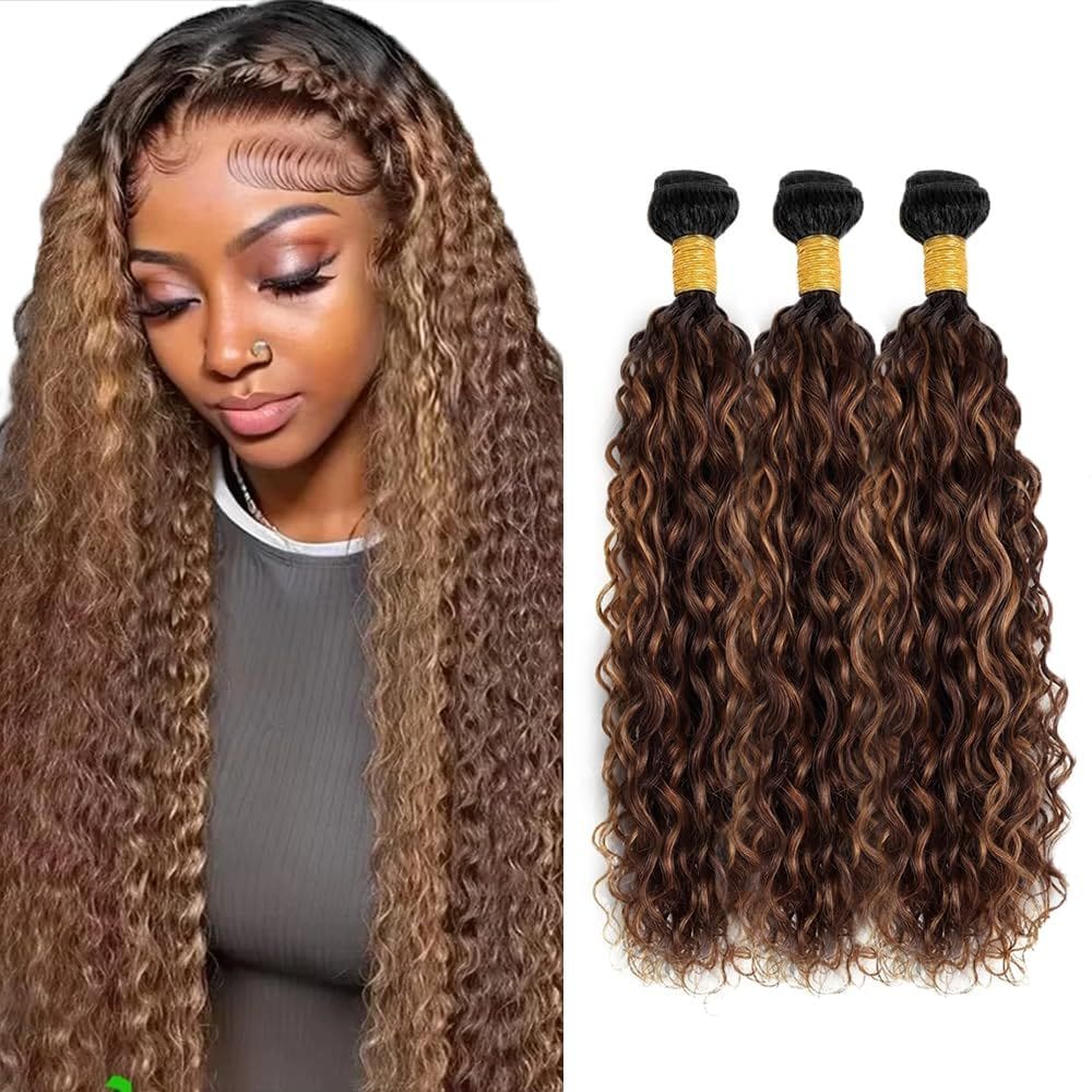 Pacotes de cabelo LadrxADR P4/30 Ombre Brown Water Wave 50-60cm