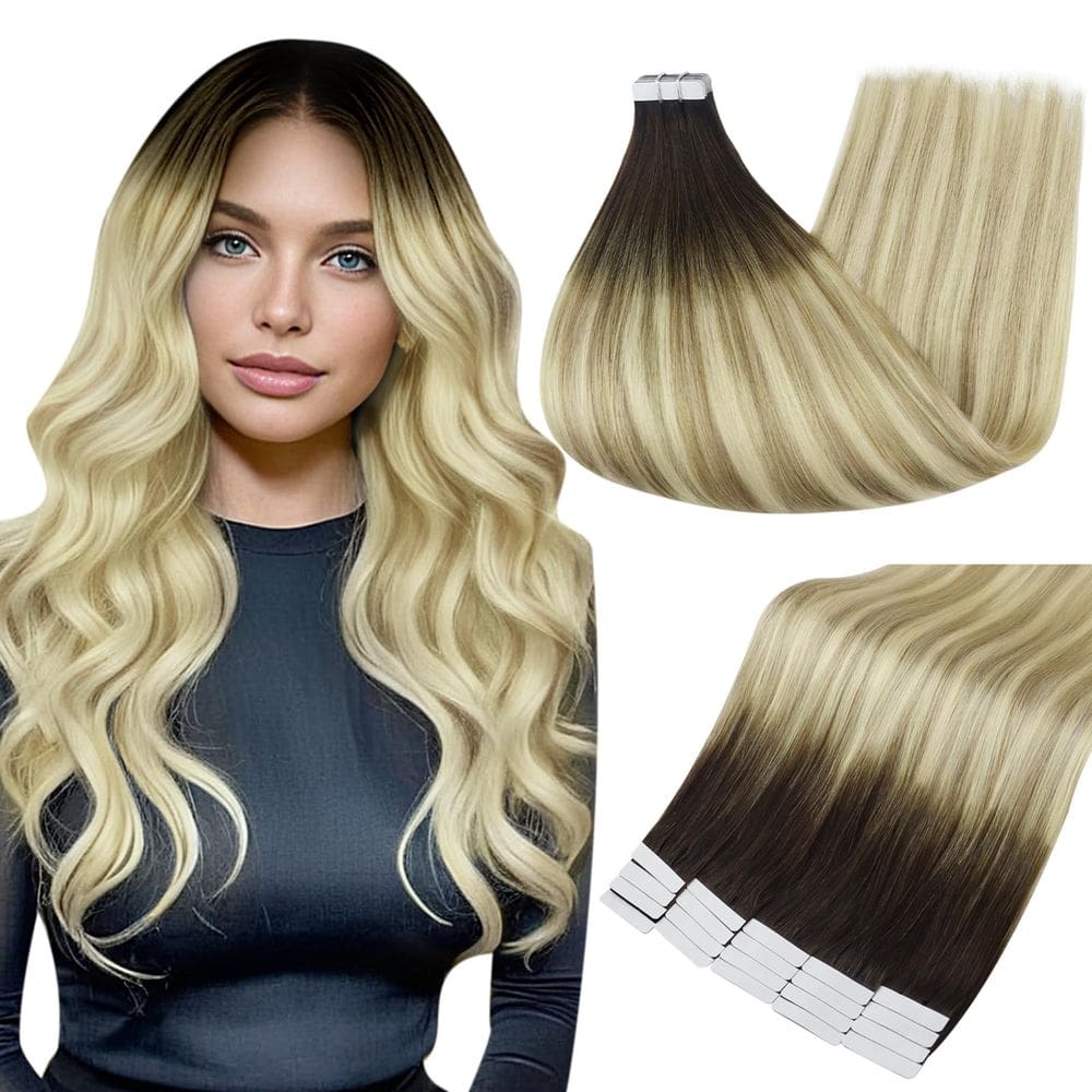 Fita adesiva Full Shine para extensões de cabelo de 40 cm, cor de cabelo humano de 2 a 18
