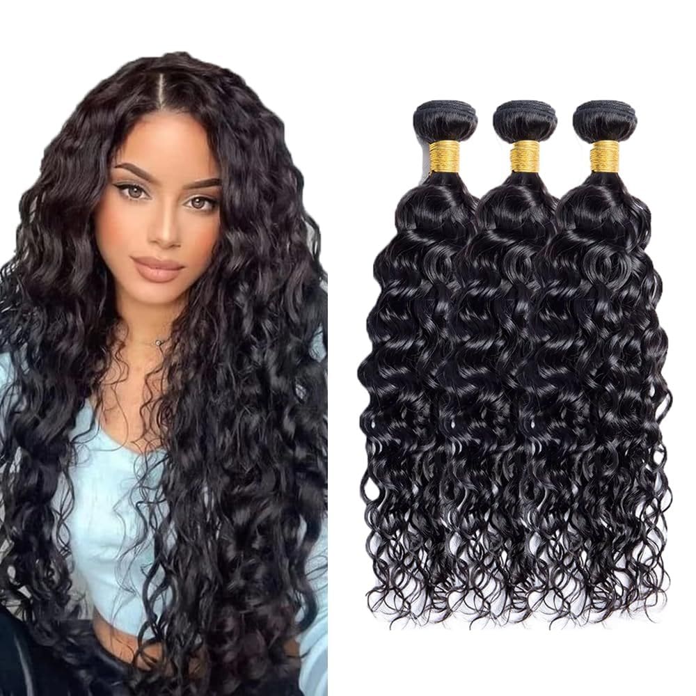 Pacotes de cabelo LadrxADR Water Wave 3 Pacotes 50-60 cm Preto natural