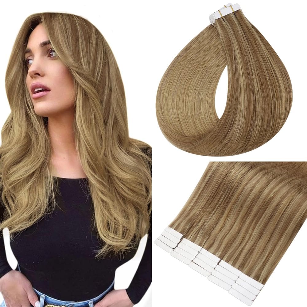 Fita adesiva em extensões de cabelo Full Shine Human Hair Color 10 a 16