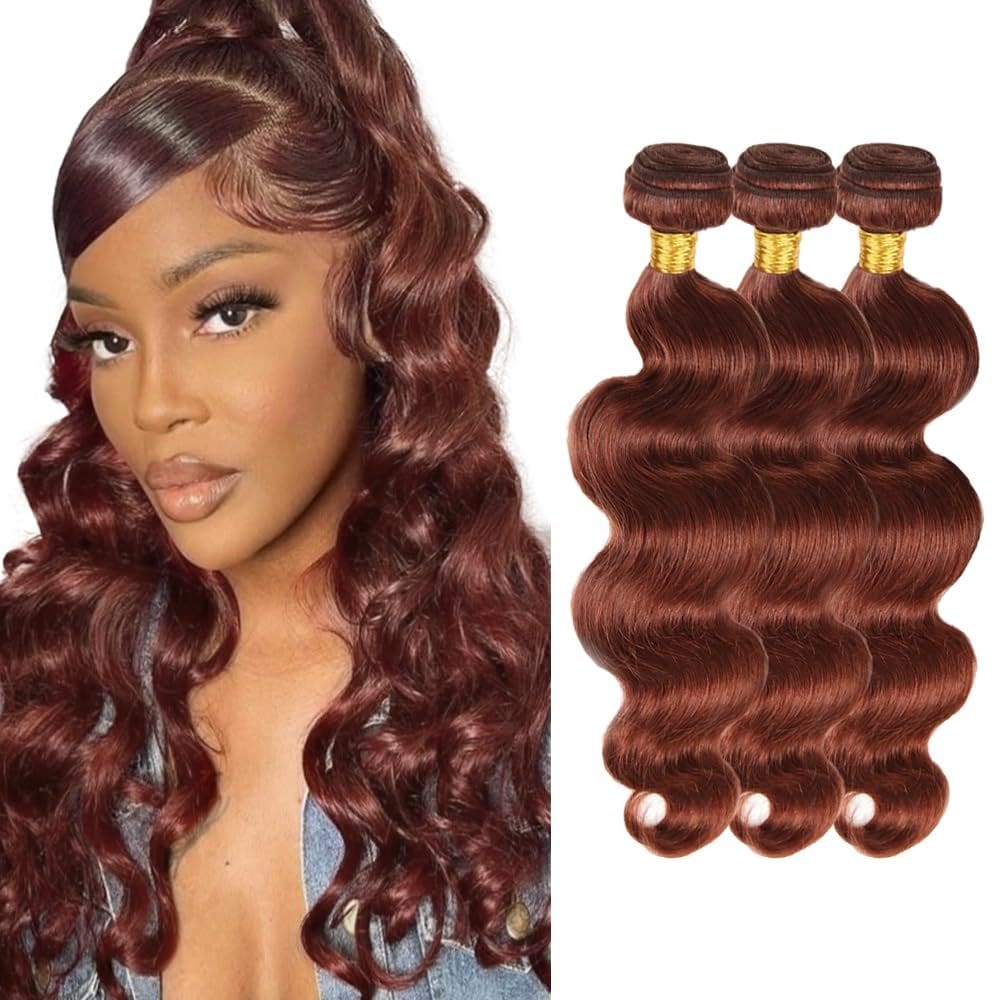 Pacotes de cabelo LadrxADR Reddish Brown Body Wave 12 14 16