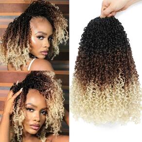Cabelo de crochê Aksice Yanky Twist 25 cm, 8 pacotes, Bohemian 1B/30/613