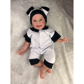 Bebê Reborn Menino Realista Carequinha Com Enxoval Panda