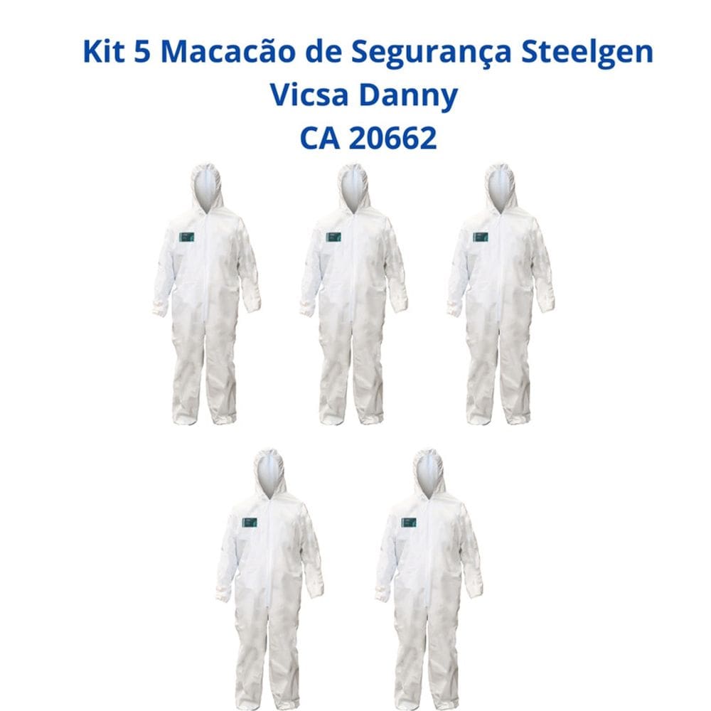Kit 5 Macacão de Segurança Steelgen Vicsa Danny CA 20662