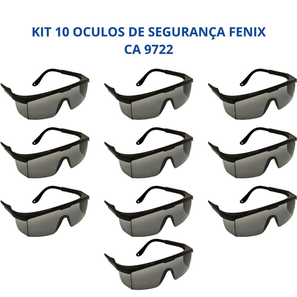 Kit 10 Óculos Segurança Fenix Proteção Uv Antirrisco Danny CA 9722