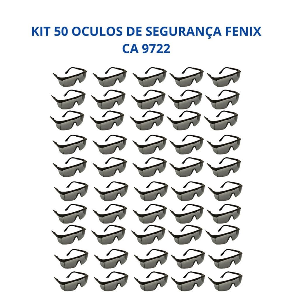 Kit 50 Óculos Segurança Fenix Proteção Uv Antirrisco Danny CA 9722