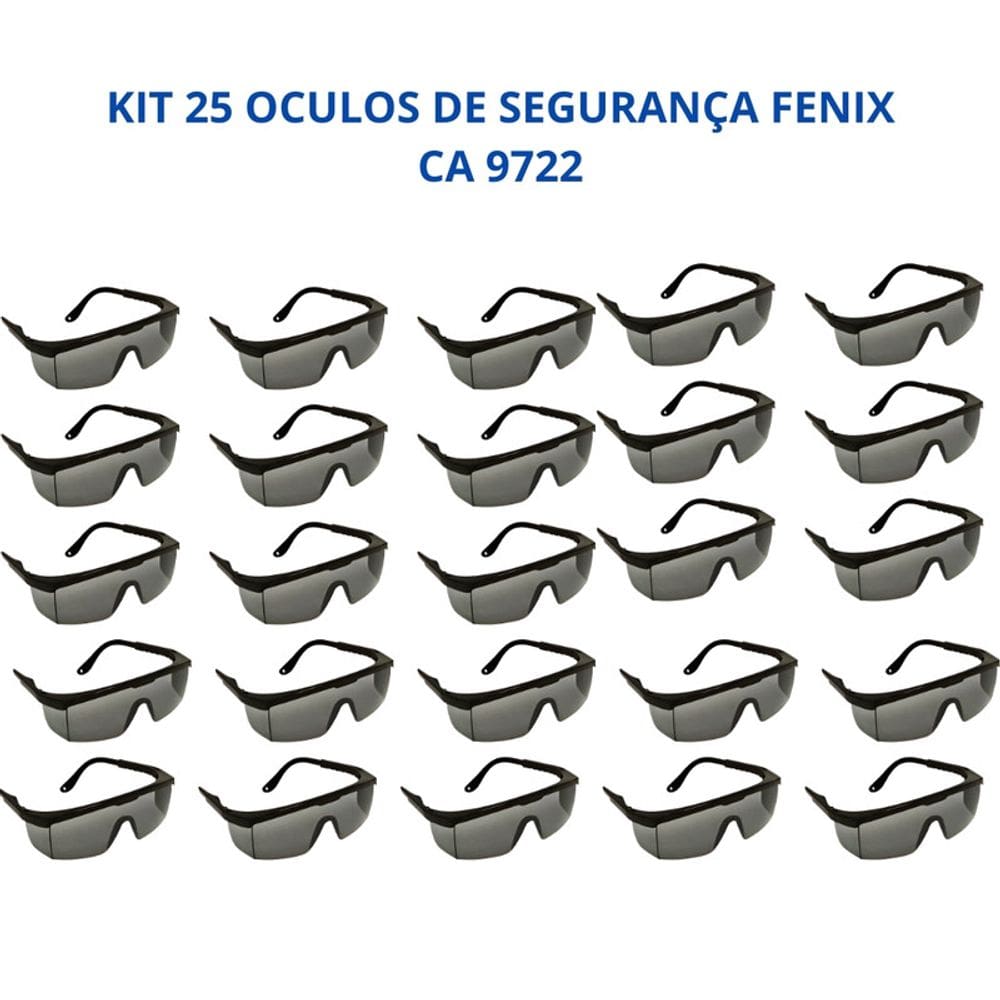 Kit 25 Óculos Segurança Fenix Proteção Uv Antirrisco Danny CA 9722